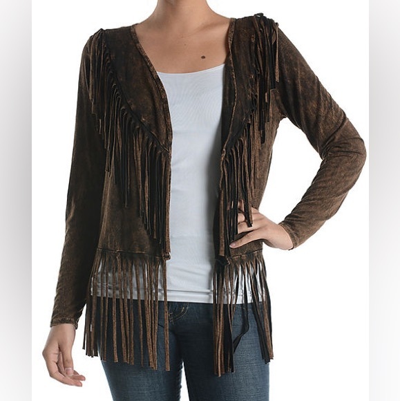 T Party Double Fringed Western Style Open Cardigan SIZE: Medium - Picture 1 of 5